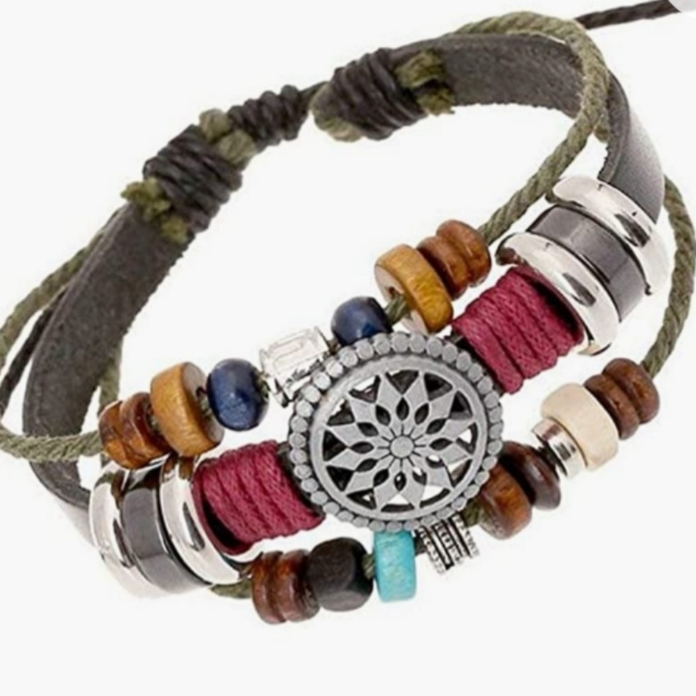 Bohemia Beaded Bracelet, Multilayer Hand Woven Wristbands, Hemp Cords Wrap Brace